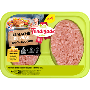 Tendriade Haché De Veau Façon Bouchère Fromage, Tendriade, 4 Pièces, Barquette,400g
