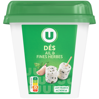 Image de U
Spécialité fromagère au lait pasteurisé dés de salade ail et fines herbes 33% de MG