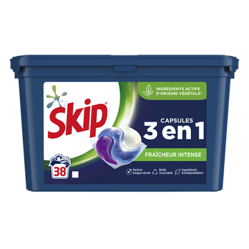 Skip Lessive Fraicheur Intense Skip 3en1, X38 Soit 1,026g