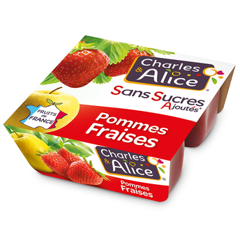 Image de Dessert fruitier Pomme Fraise Sans sucres ajoutés CHARLES & ALICE -4 pots de