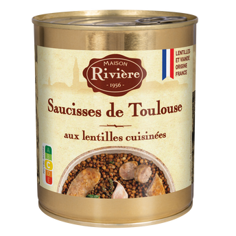 Image de Saucisses Toulouse lentilles cuisinées MAISON RIVIERE Boîte de