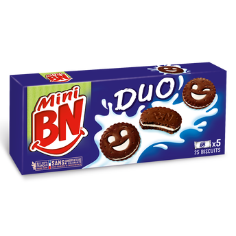 Image de Gâteaux fourrés Mini duo fourrés goût chocolat et vanille BN, paquet de