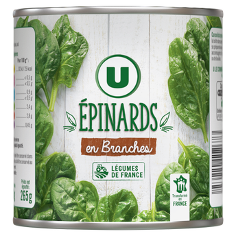 Image de U
Epinards en branches - Boîte de 265g net