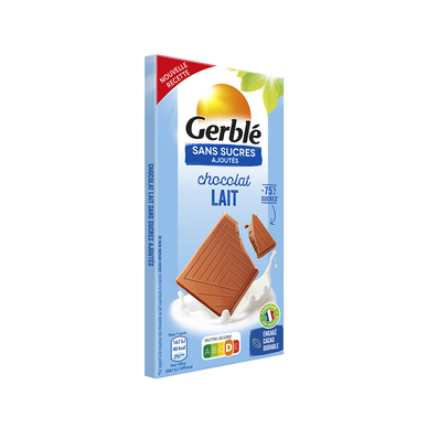Chocolat lait sans sucres ajoutés GERBLE - 80g - Super U, Hyper U, U  Express 
