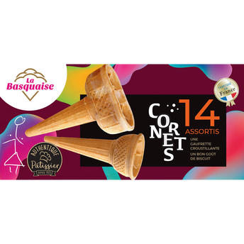 Image de Cornets à glace assortis LA BASQUAISE, 14 unités