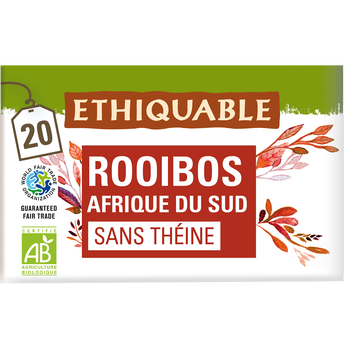 Image de ETHIQUABLE - Rooibos Afrique du Sud sans théine BIO - la boîte de 20 sachets
