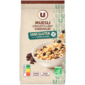 Image de U SANS GLUTEN
Céréales Muesli croustillant chocolat noir sans gluten