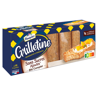 Image de Grillettine blé complet sans sucre ajouté, PASQUIER x18