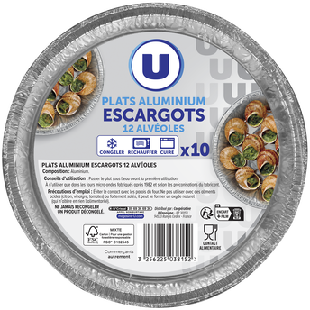 Image de U
Plats aluminium escargots 12 alvéoles