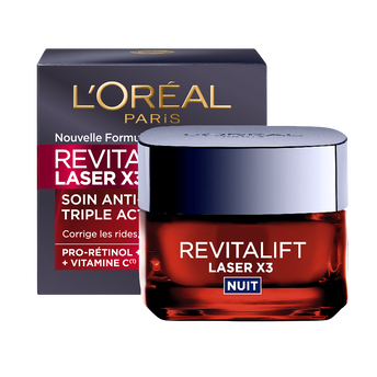 Image de Crème visage Nuit Anti-âge Triple Action Revitalift Laser L'OREAL PARIS - Pot