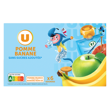 Lou Gourdes Pomme-banane Sans Sucre Ajouté U Mat & Lou, 6x90g