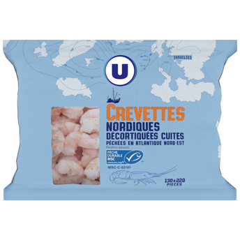 Image de U
Crevettes nordiques cuites décortiquées, MSC, 130/220