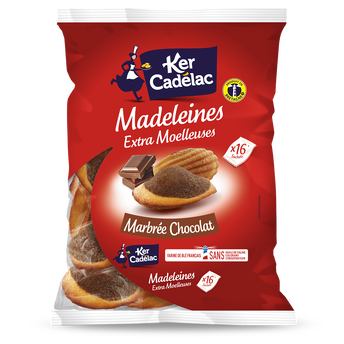 Image de Madeleines Extra Moelleuses Marbrée chocolat KER CADELAC - x16 sachets