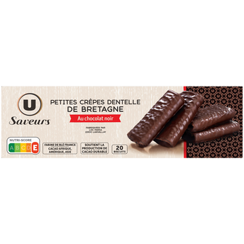 Image de U SAVEURS
Crêpes dentelles de Bretagne enrobées de chocolat noir