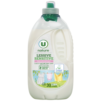 Image de U NATURE
Lessive liquide - Hypoallergénique, Pour bébé - 30 lavages - 1.5