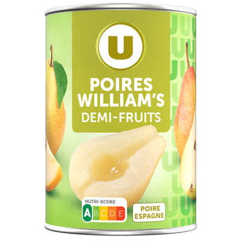 Image de U
Poires demi-fruits au sirop léger, boîte 1/2