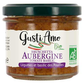 Image de Bruschetta aubergines tomates séchées et basilic bio GUSTI AMO, bocalde
