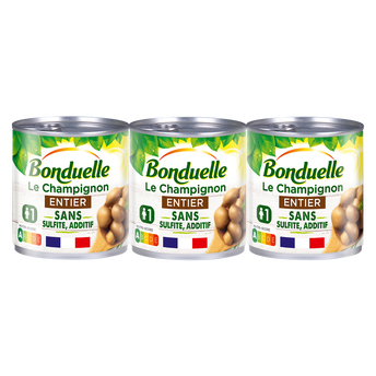 Image de Champignons de Paris entiers sans sulfite BONDUELLE - 3 boîtes de