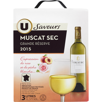 Image de U SAVEURS
Vin blanc sec IGP Pays d'OC Muscat - Fontaine à vin