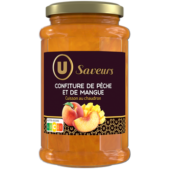 Image de U SAVEURS
Confiture de pêche et mangue , pot de