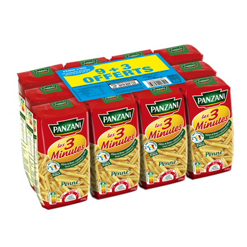 Panzani Pâtes Penne Rigate Cuisson Rapide Panzani 9x500g + 3 Offerts