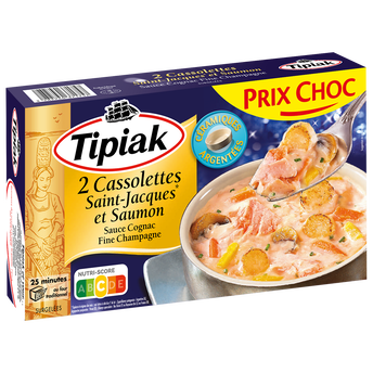 Image de Cassolettes noix Saint Jacques et saumon sauce cognac fine champagne TIPIAK, x2