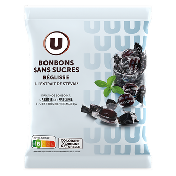 Image de U
Bonbons à la réglisse sans sucre stevia sachet de