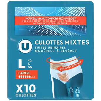 Image de U
Culottes incontinence pour adulte absorption maximale - taille L