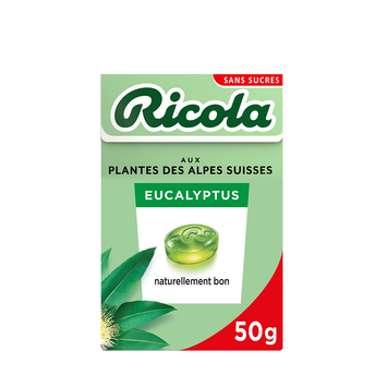 Image de Bonbons pastilles eucalyptus sans sucre stévia RICOLA bte