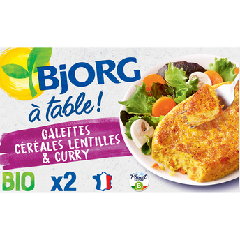 Image de Délicieux palets bio céréales et lentilles curry BJORG, 2 unités