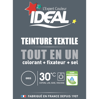 Image de Teinture textile tout en 1 mini gris IDEAL, paquet de