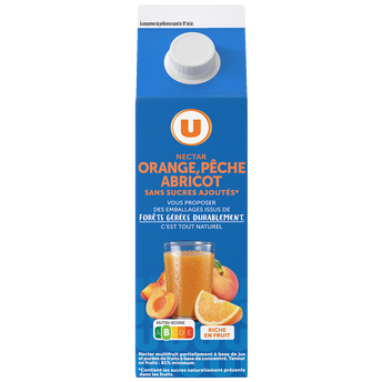 Image de U
Nectar orange/pêche/abricot sans sucres ajoutés brique