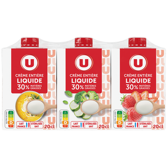 Image de U
Crème entière liquide UHT 30%MG - 3 briques de