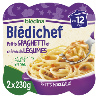 Image de Plat bébé spaghetti crème de légumes dès 12 mois BLEDICHEF BLEDINA