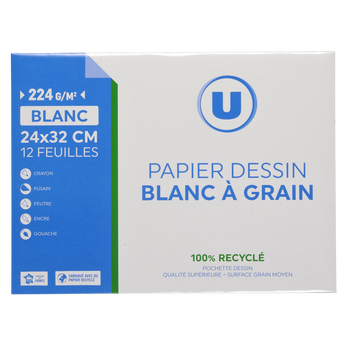 Image de U
Pochette dessin papier à grain 240x320mm 224g blanc 12 feuilles