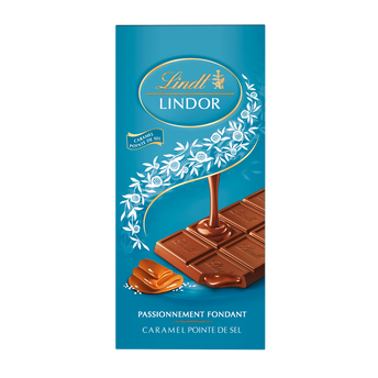 Image de Chocolat lait caramel/pointe de sel LINDT LINDOR, tablette