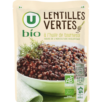 Image de U BIO
Lentilles vertes à l'huile de tournesol  sachet micro-ondable
