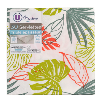 Image de U MAISON
Serviettes 33X33cm Flor. Blanc