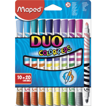Maped Feutre Duo Maped, 10 Unités, Coloris Assortis -