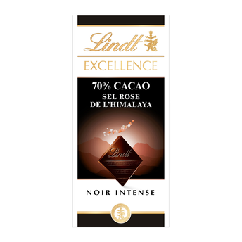Image de Chocolat noir sel rose de l'himalaya 70% cacao LINDT EXCELLENCE, Tablette de