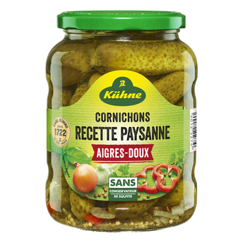 Image de Cornichons aigres doux recette paysanne KUHNE, 72cl