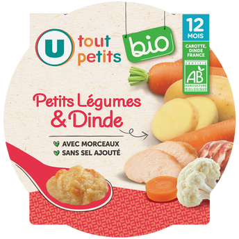 Image de U TOUT PETITS BIO
Plat bébé assiette petits légumes dinde dès 12mois