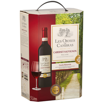 Cambras Vin Rouge Igp De Pays D'oc Cabernet Sauvignon Les Ormes De Cambras, Fontaine À Vin De 5l