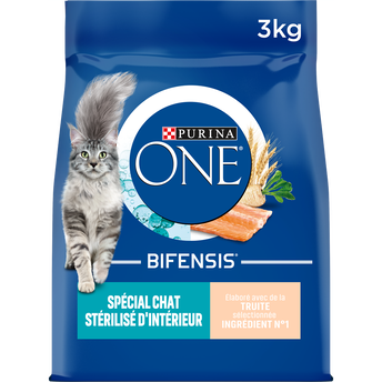 Image de Croquettes chat stérilisé d'intérieur Truite Céréales PURINA ONE