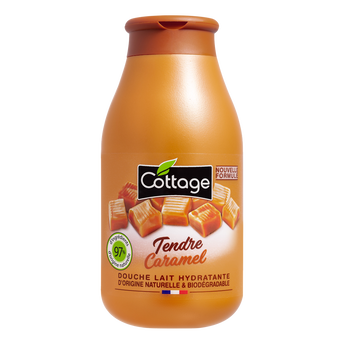Image de Douche lait hydratante caramel 97% d'ingrédients naturel COTTAGE, flacon de