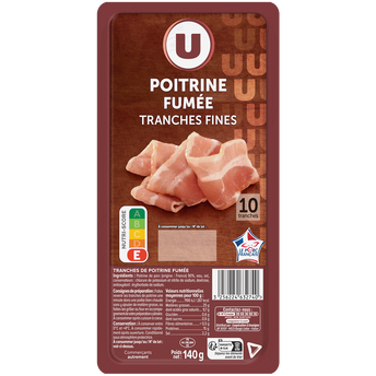 Image de U
Poitrine de porc fumée - 10 tranches fines