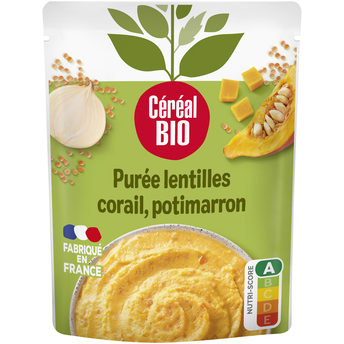 Image de Purée Lentilles Corail Potimarron repas express CEREAL BIO