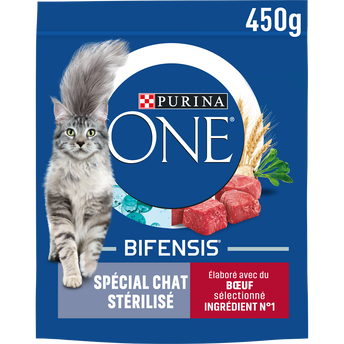 Image de Croquettes pour chat adulte stérilisé Boeuf, Blé PURINA ONE