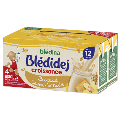 Lait et céréales bébé biscuité vanille dès 12 mois BLEDIDEJ BLEDINA 4x250ml  - Super U, Hyper U, U Express 