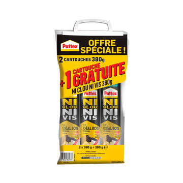 Pattex Cartouche De Colle Pattex Ni Clou Ni Vis 380g X2+1 Offert